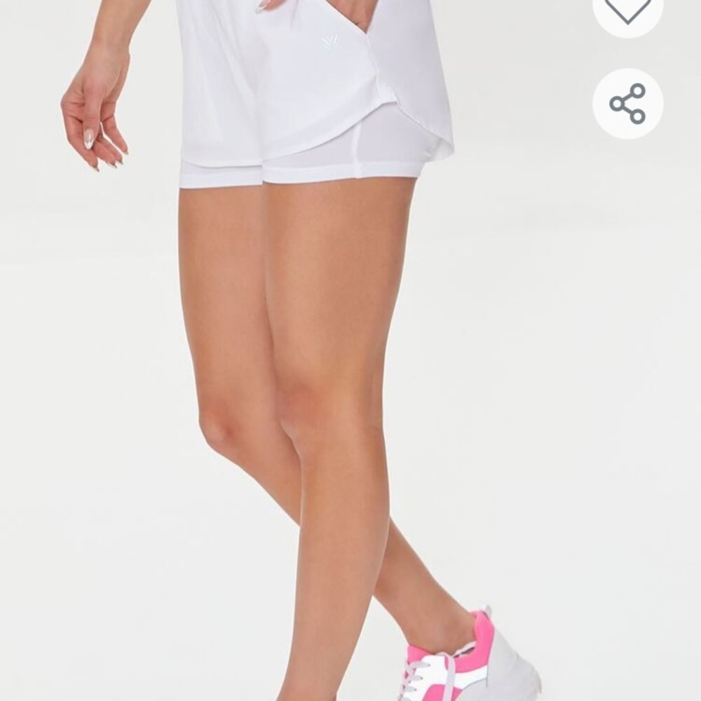 White Layered Active Running Shorts Pockets M - Picture 2 of 6